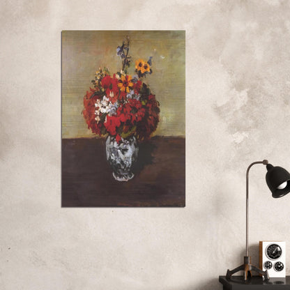 Dahlias In A Delft Vase - Paul Cézanne Brushed Aluminum Print - 70x100 cm / 28x40 inches | Paul Cézanne Aluminum Print | Paul Cézanne Prints