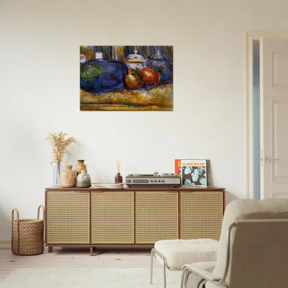 Still Life with Watermelon and Pemegranates - Paul Cézanne Brushed Aluminum Print - 70x100 cm / 28x40 inches | Paul Cézanne Aluminum Print | Paul Cézanne Prints