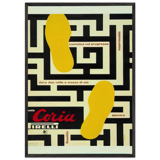 Pirelli Suola Coria - 1953 - Bruno Munari 70x100 cm / 28x40 inches Framed Art Print – Black Wooden Frame
