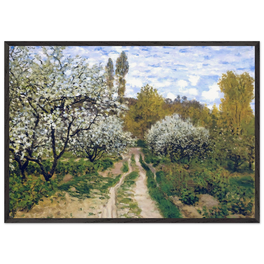 Trees in Bloom - claude monet 70x100 cm / 28x40 inches Framed Art Print – Black Wooden Frame