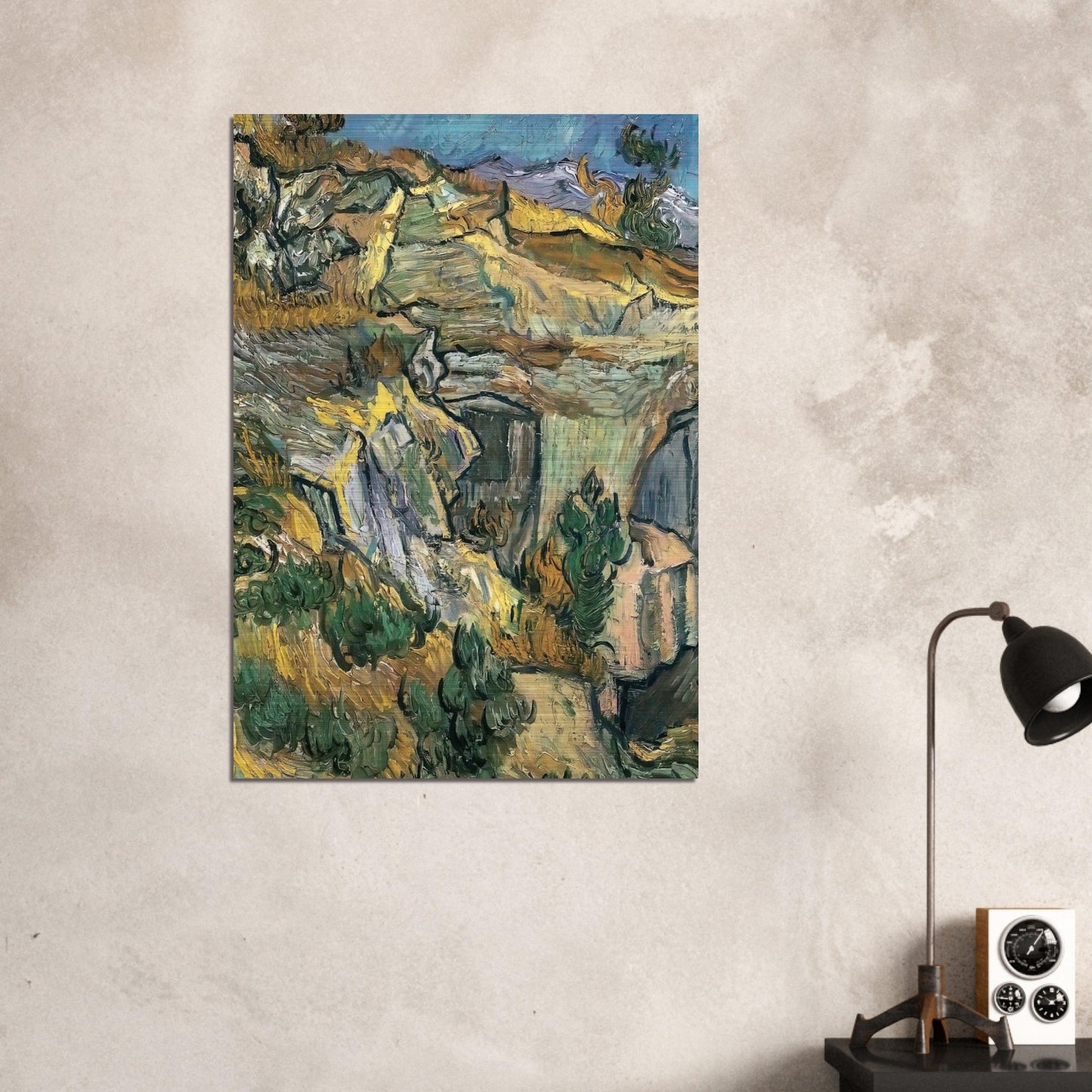 Entrance to a Quarry near Saint Remy - Vincent van Gogh Brushed Aluminum Print - 70x100 cm / 28x40 inches | Vincent van Gogh Aluminum Print | Vincent van Gogh Prints