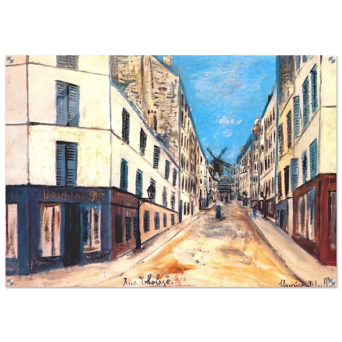 THOLOZE STREET - Maurice Utrillo Acrylic Print - 70x100 cm / 28x40″ inches | Maurice Utrillo Wall Art | Maurice Utrillo Prints