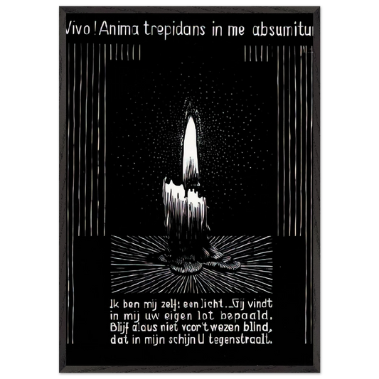 EMBLEMATA CANDLE FLAME - MC Escher 70x100 cm / 28x40 inches Framed Art Print – Black Wooden Frame | Maurits Cornelis Escher Prints