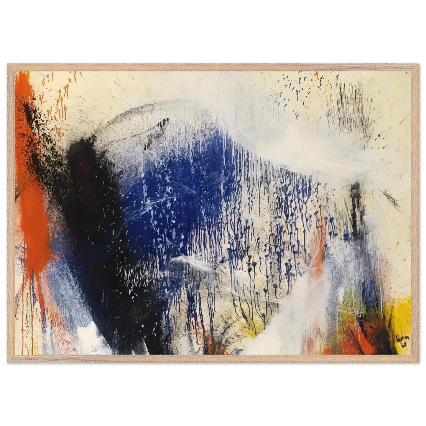 Helen Frankenthaler - Untitled - 1960 Wall art - 28x43  cm / XL (11x17 inches) - Premium Wooden Framed Poster With Fine Art Paper-canvas - Wood frame
