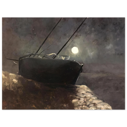 Odilon Redon - BOAT IN THE MOONLIGHT  75x100 cm / 30x40inches Fine Art Poster