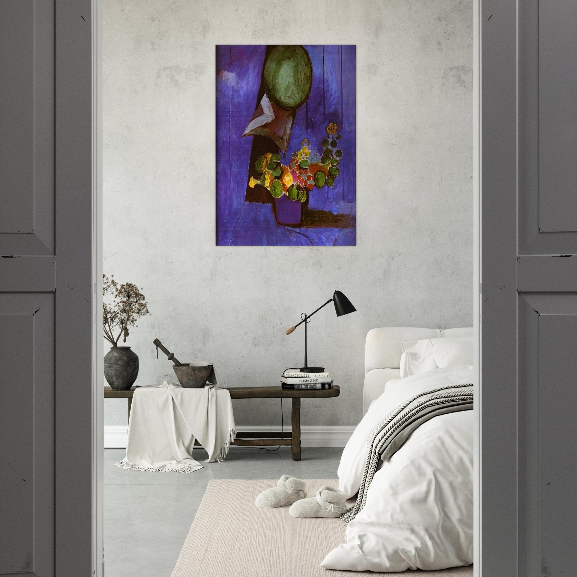 FLOWERS AND CERAMIC PLATE - Henri Matisse Brushed Aluminum Print - 70x100 cm / 28x40 inches | Henri Matisse Aluminum Print | Henri Matisse Prints