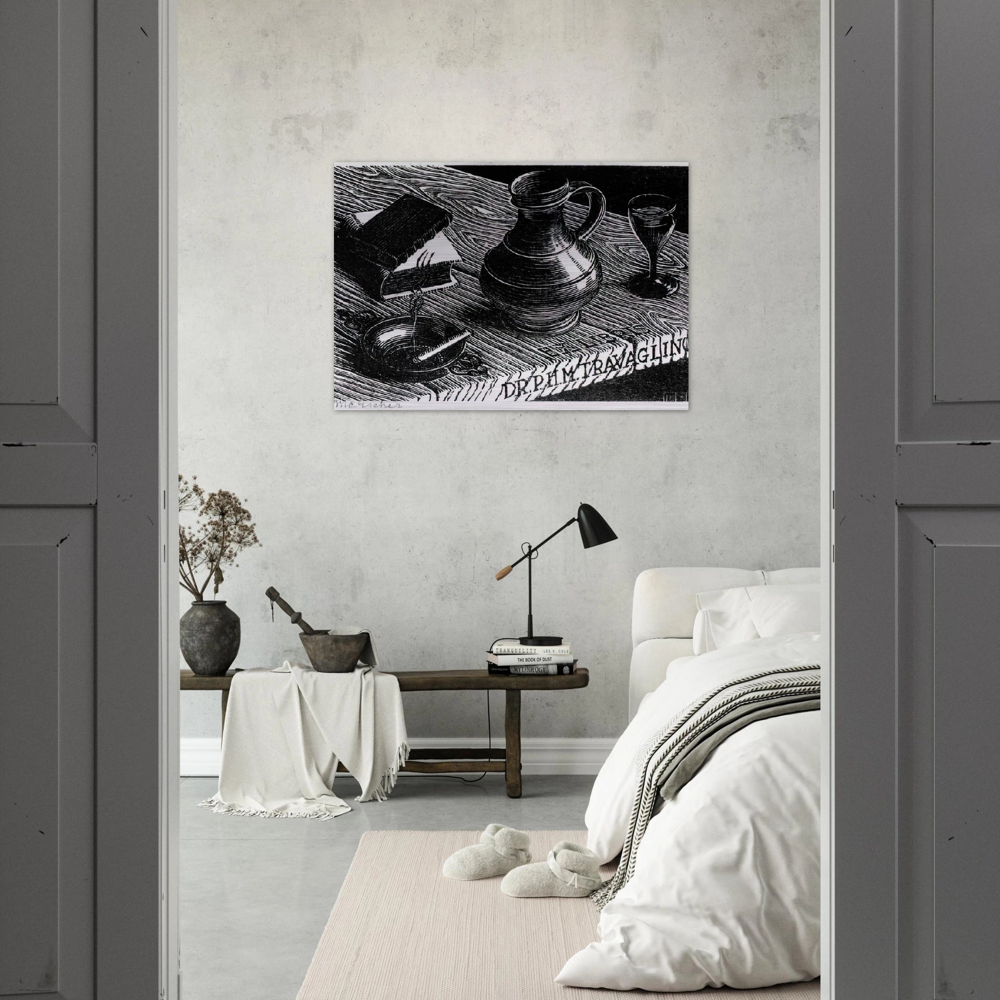 BOOKPLATE DR P H M TRAVAGLINO - MC Escher Brushed Aluminum Print - 70x100 cm / 28x40 inches | MC Escher Aluminum Print | MC Escher Prints