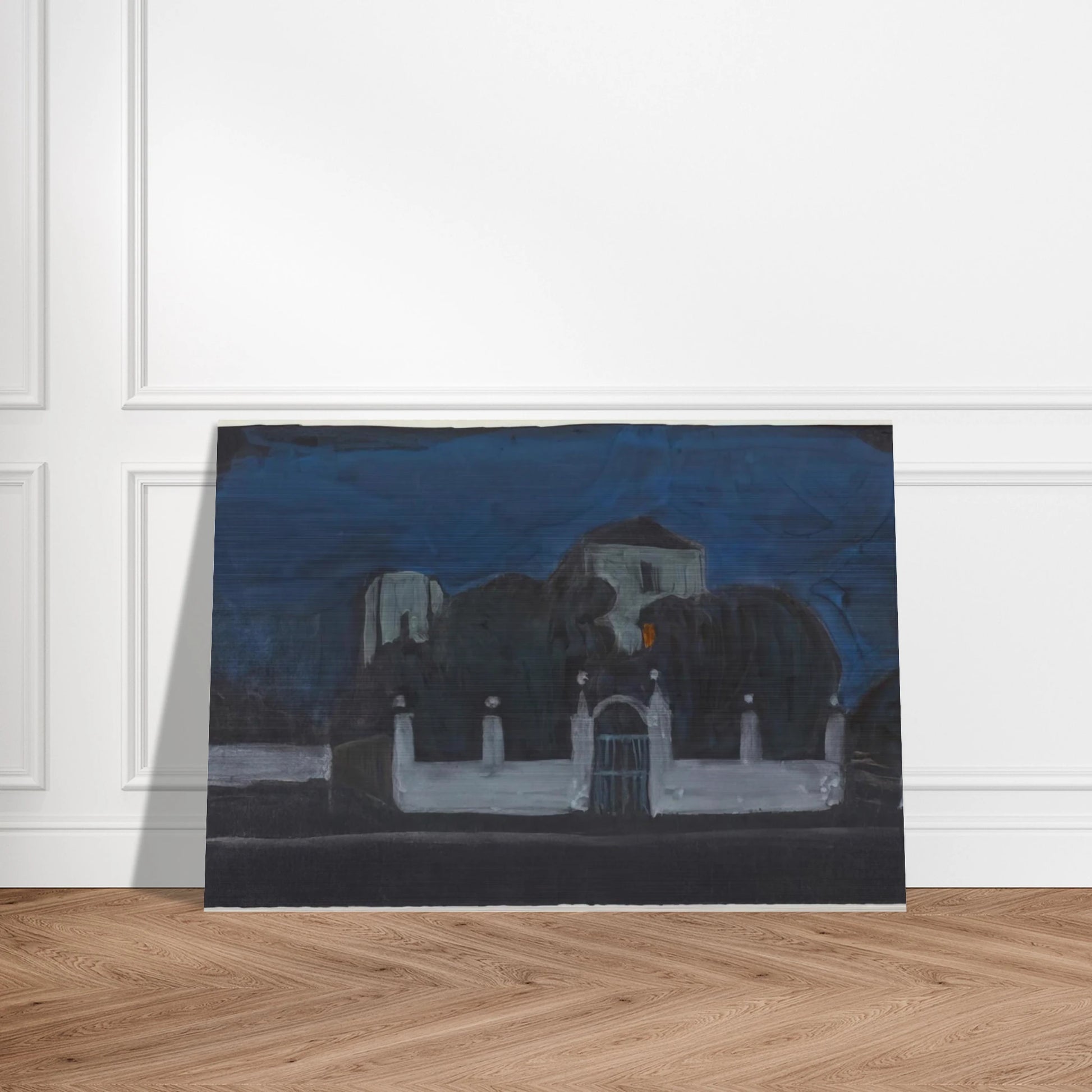 NIGHT GARDEN WITH BUILDINGS - Gabriele Munter Brushed Aluminum Print - 70x100 cm / 28x40 inches | Gabriele Munter Aluminum Print | Gabriele Munter Prints