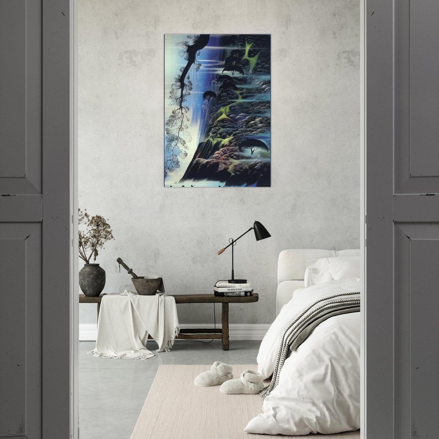 Steep Coast Line - Eyvind Earle Brushed Aluminum Print - 70x100 cm / 28x40 inches | Eyvind Earle Aluminum Print | Eyvind Earle Prints