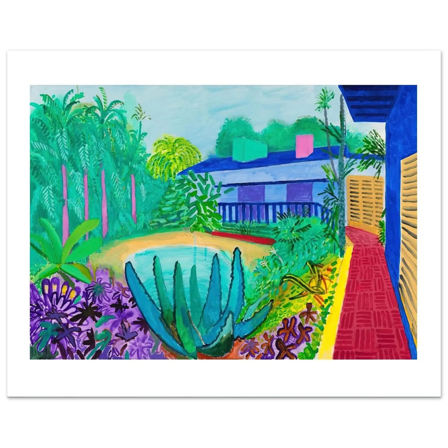 David Hockney - David Hockney Wall art - 21x29.7 cm / 8x12" - Premium Wooden Framed Poster With Fine Art Paper - White frame