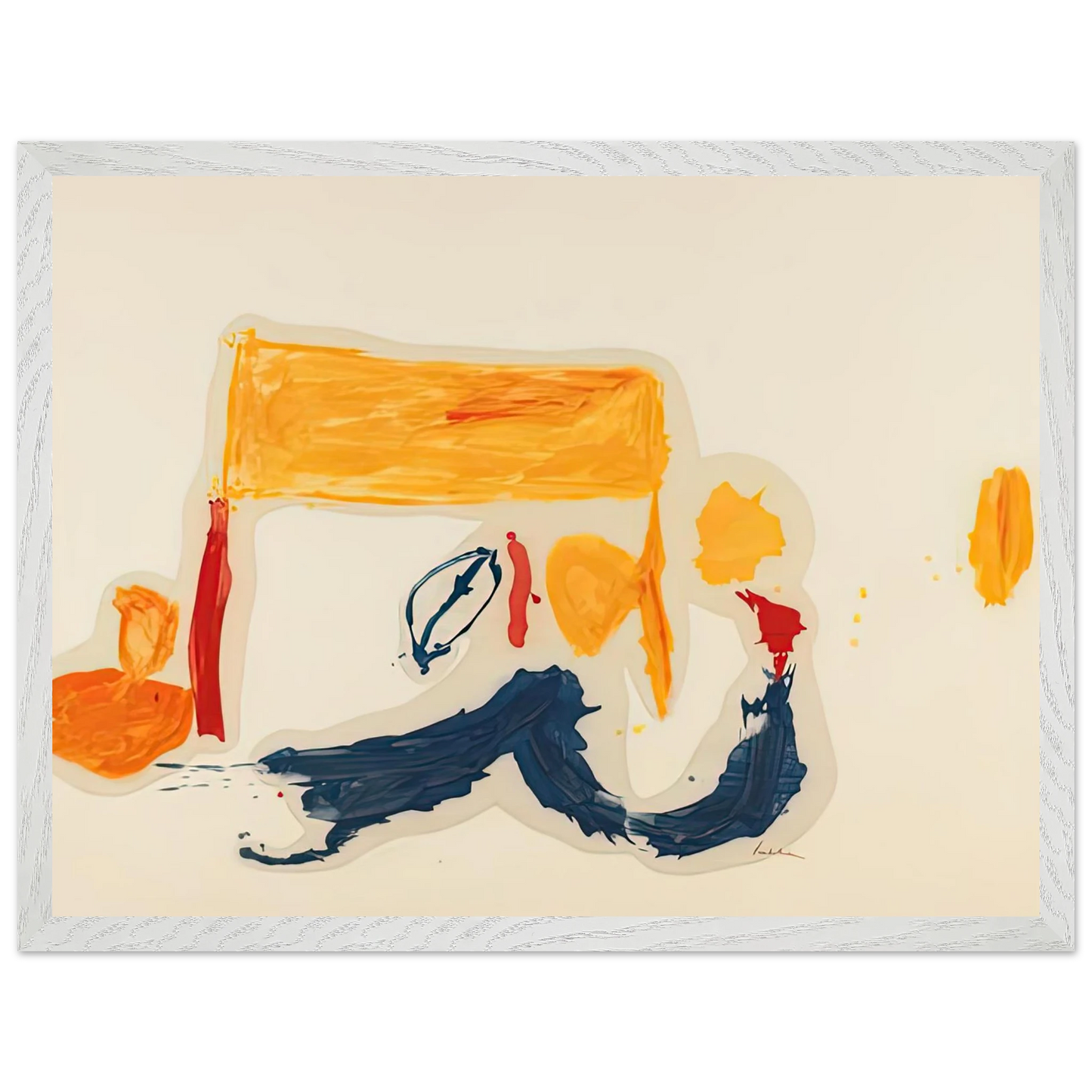Helen Frankenthaler - Yellow Games, 1962- Wall Art - 60x80 cm / 24x32 inches - Premium Wooden Framed Poster With Fine Art Paper-canvas - White frame