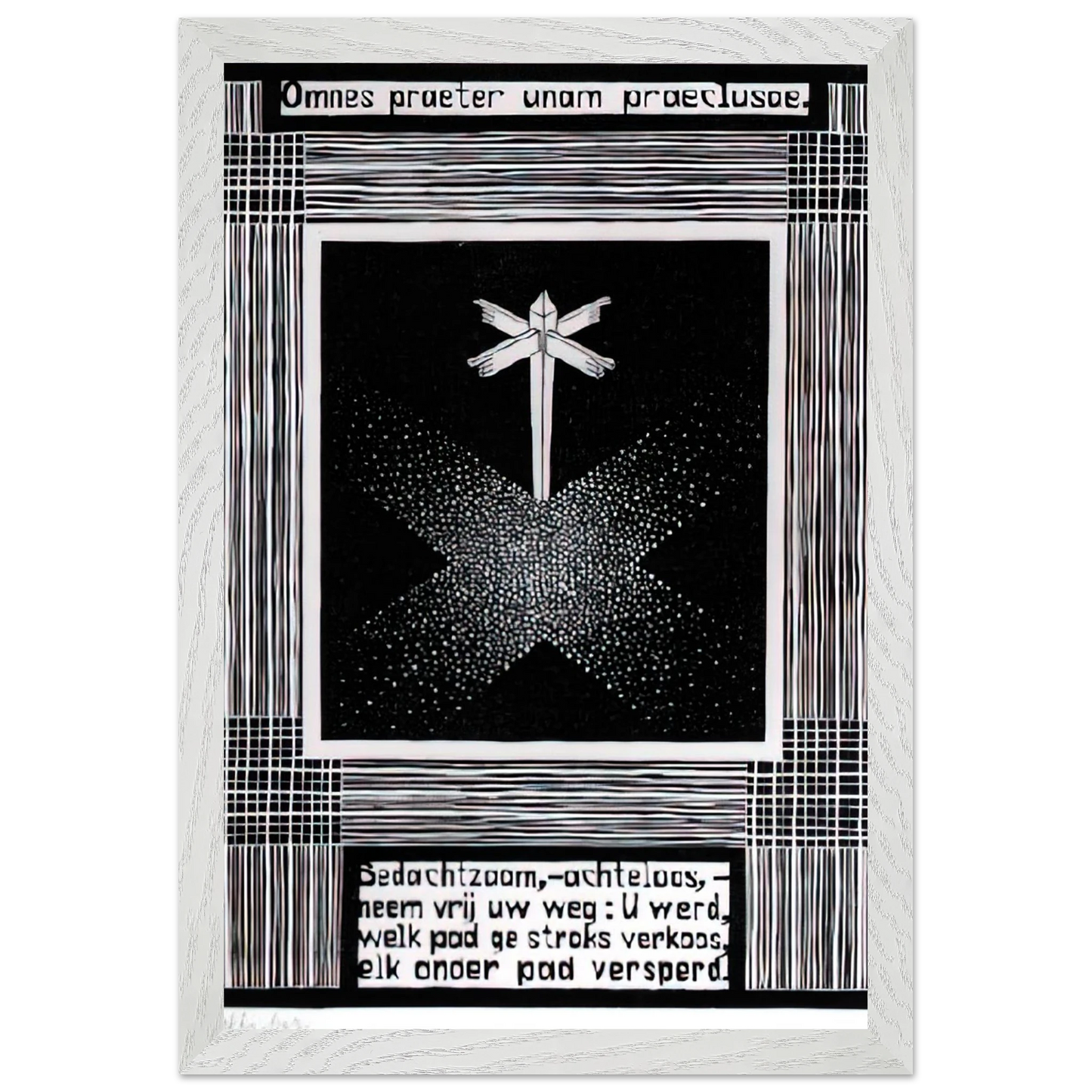 MC Escher - EMBLEMATA SIGNPOST Wall Art - 30x40 cm / 12x16 inches - Premium Wooden Framed Poster With Fine Art Paper - Wood frame