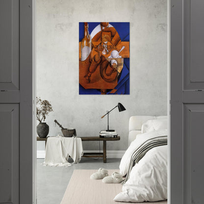 GLASS CUP AND BOTTLE - Juan Gris Brushed Aluminum Print - 70x100 cm / 28x40 inches | Juan Gris Aluminum Print | Juan Gris Prints