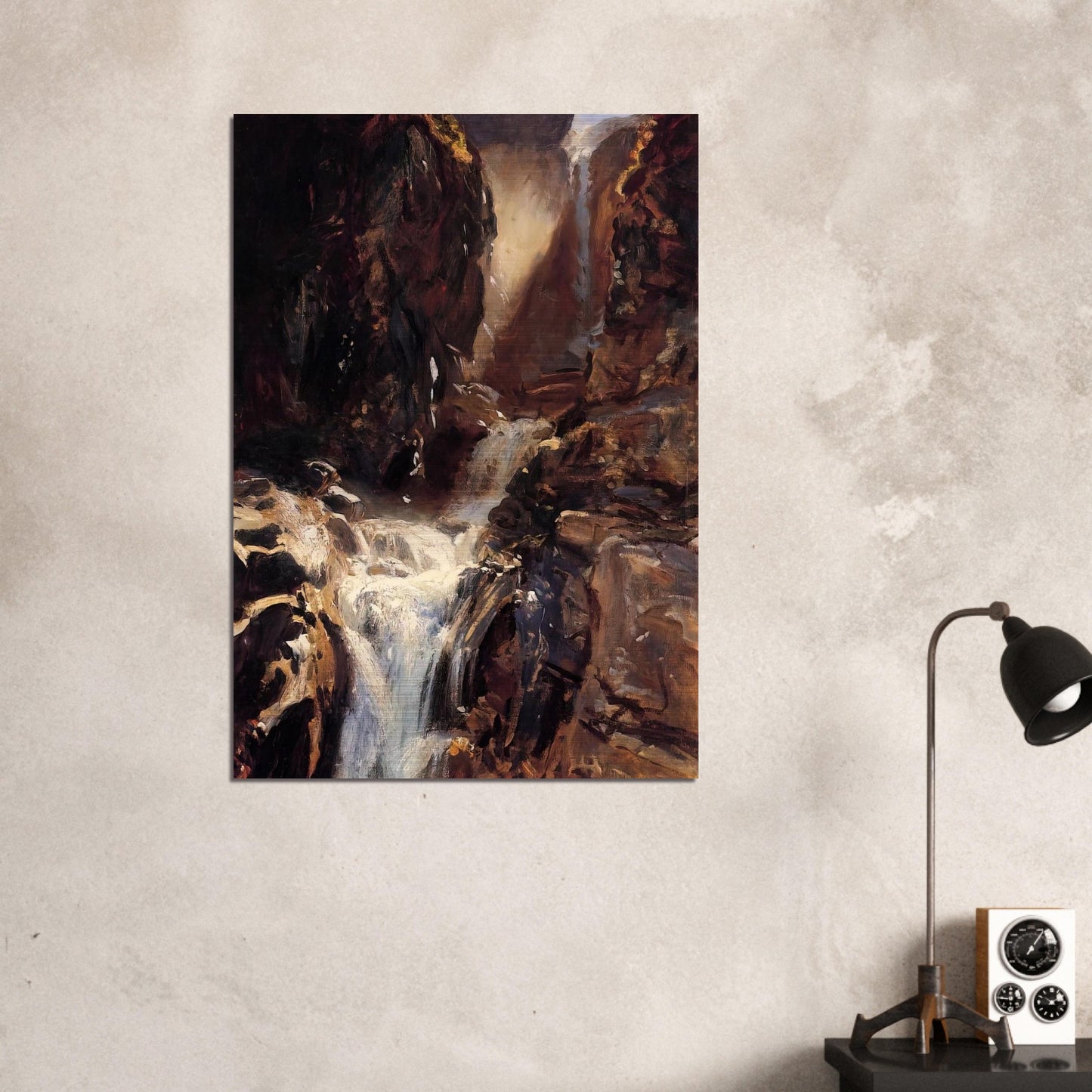 A Waterfall - John Singer Sargent Brushed Aluminum Print - 70x100 cm / 28x40 inches | John Singer Sargent Aluminum Print | John Singer Sargent Prints