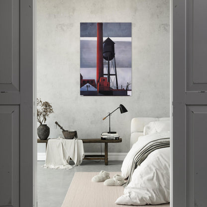 Chimney and Water Tower - 1931 - Charles Demuth Brushed Aluminum Print - 70x100 cm / 28x40 inches | Charles Demuth Aluminum Print | Charles Demuth Prints