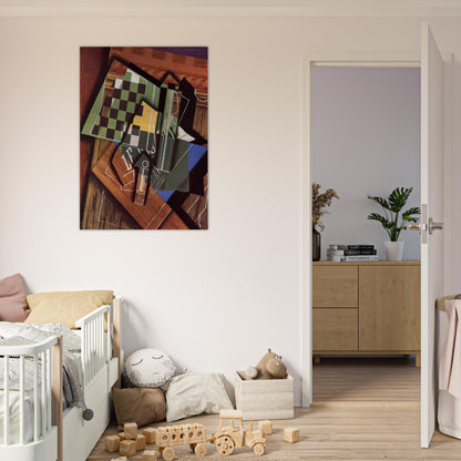 THE CHECKERBOARD 1915 - Juan Gris Brushed Aluminum Print - 70x100 cm / 28x40 inches | Juan Gris Aluminum Print | Juan Gris Prints