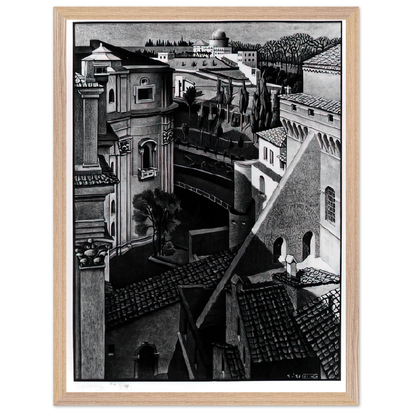 MC Escher - BERWEEN ST PETER AND SISTINE CHAPEL MARCH 1936 1936 Wall Art - 60x80 cm / 24x32 inches - Fine Art Poster-canvas - -
