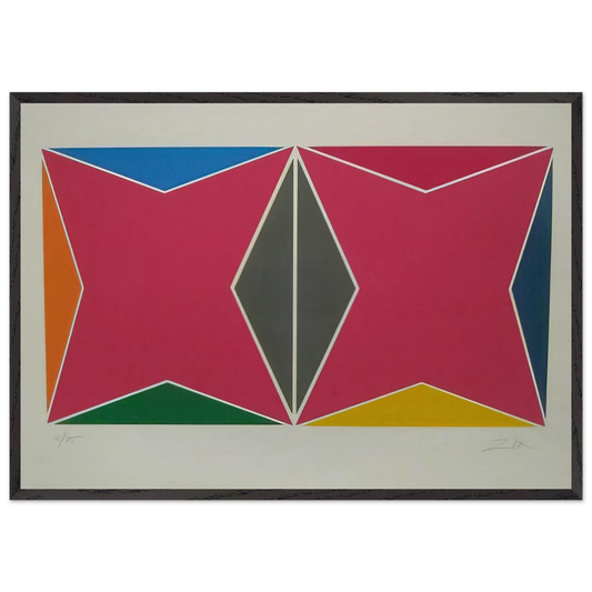 Geometric Composition - Hard Edge Painting - Larry Zox 70x100 cm / 28x40 inches Framed Art Print – Black Wooden Frame