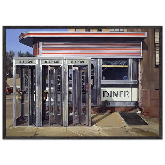 DINER 1971 - Richard Estes 70x100 cm / 28x40 inches Framed Art Print – Black Wooden Frame