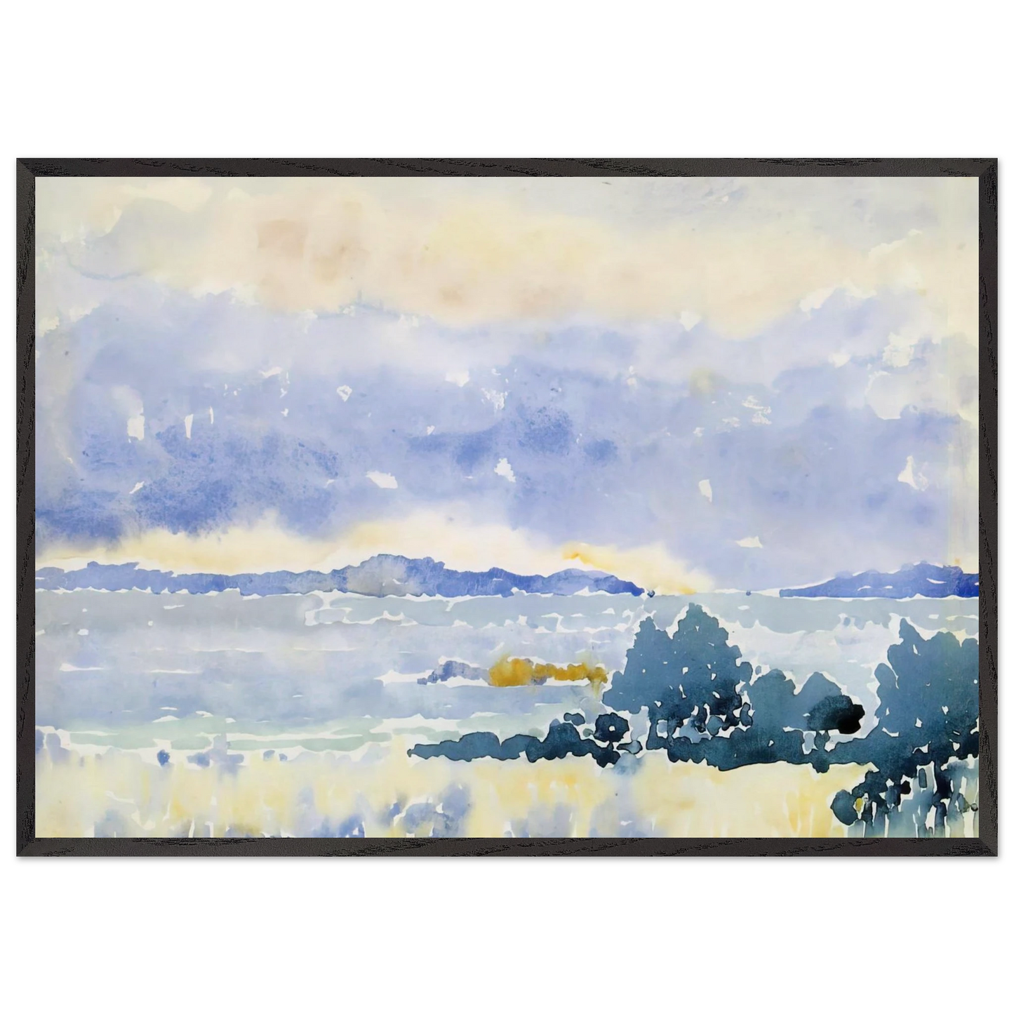 Land by the Sea - Henri-Edmond Cross 70x100 cm / 28x40 inches Framed Art Print – Black Wooden Frame