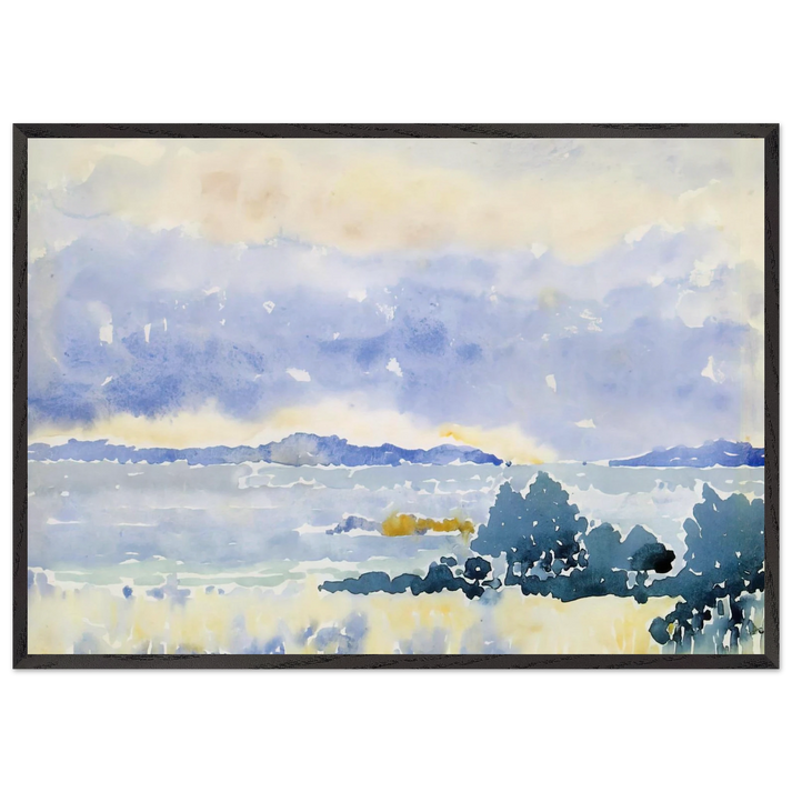 Land by the Sea - Henri-Edmond Cross 70x100 cm / 28x40 inches Framed Art Print – Black Wooden Frame