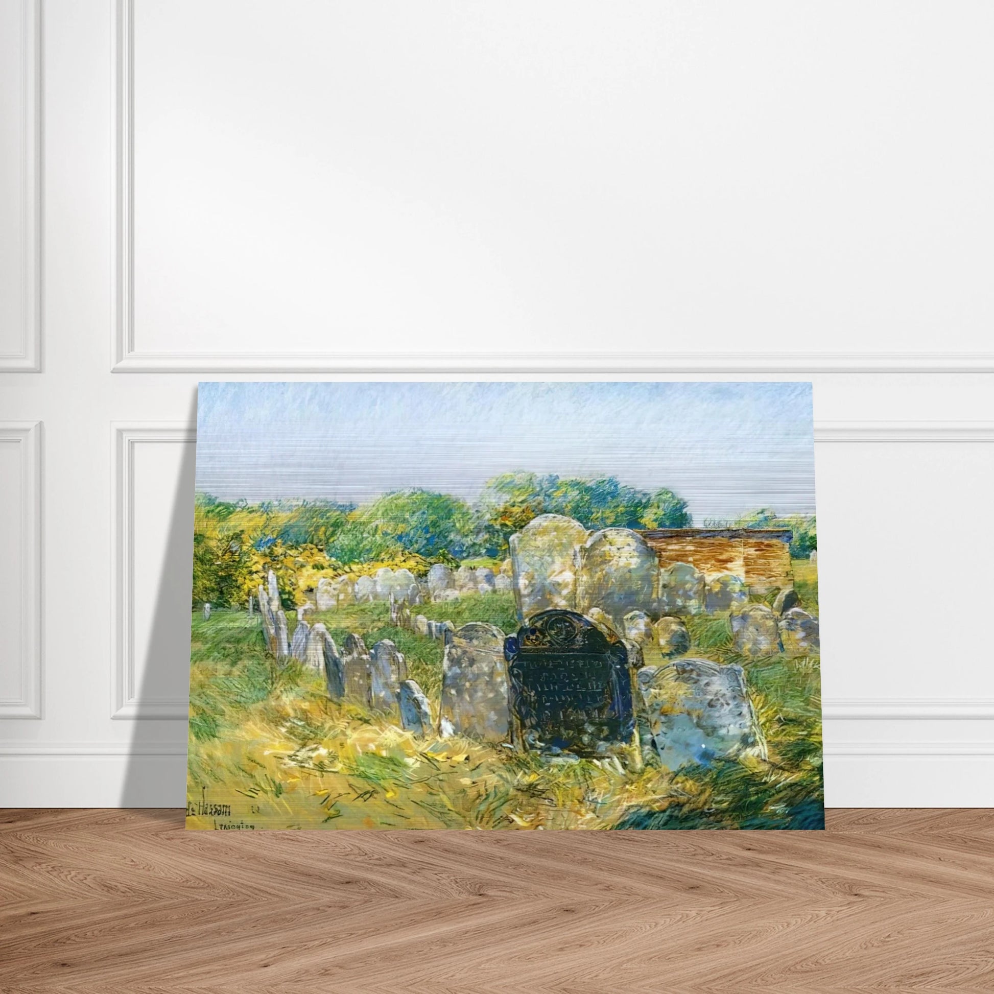 Colonial Graveyard at Lexington - Childe Hassam Brushed Aluminum Print - 70x100 cm / 28x40 inches | Childe Hassam Aluminum Print | Childe Hassam Prints