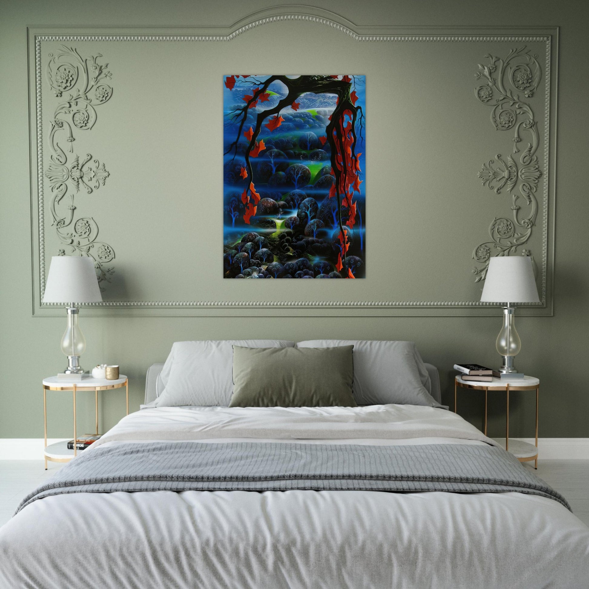 Valley of Dreams - Eyvind Earle Brushed Aluminum Print - 70x100 cm / 28x40 inches | Eyvind Earle Aluminum Print | Eyvind Earle Prints