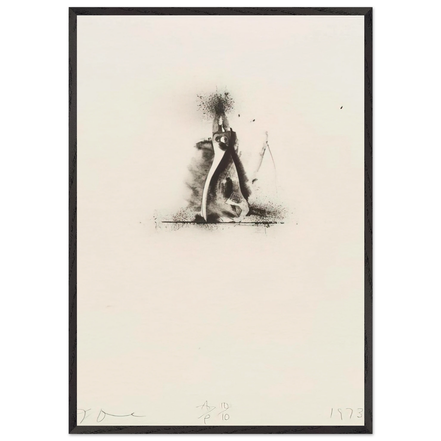 UNTITLED FROM TEN WINTER TOOLS 1973 1 - Jim Dine 70x100 cm / 28x40 inches Framed Art Print – Black Wooden Frame