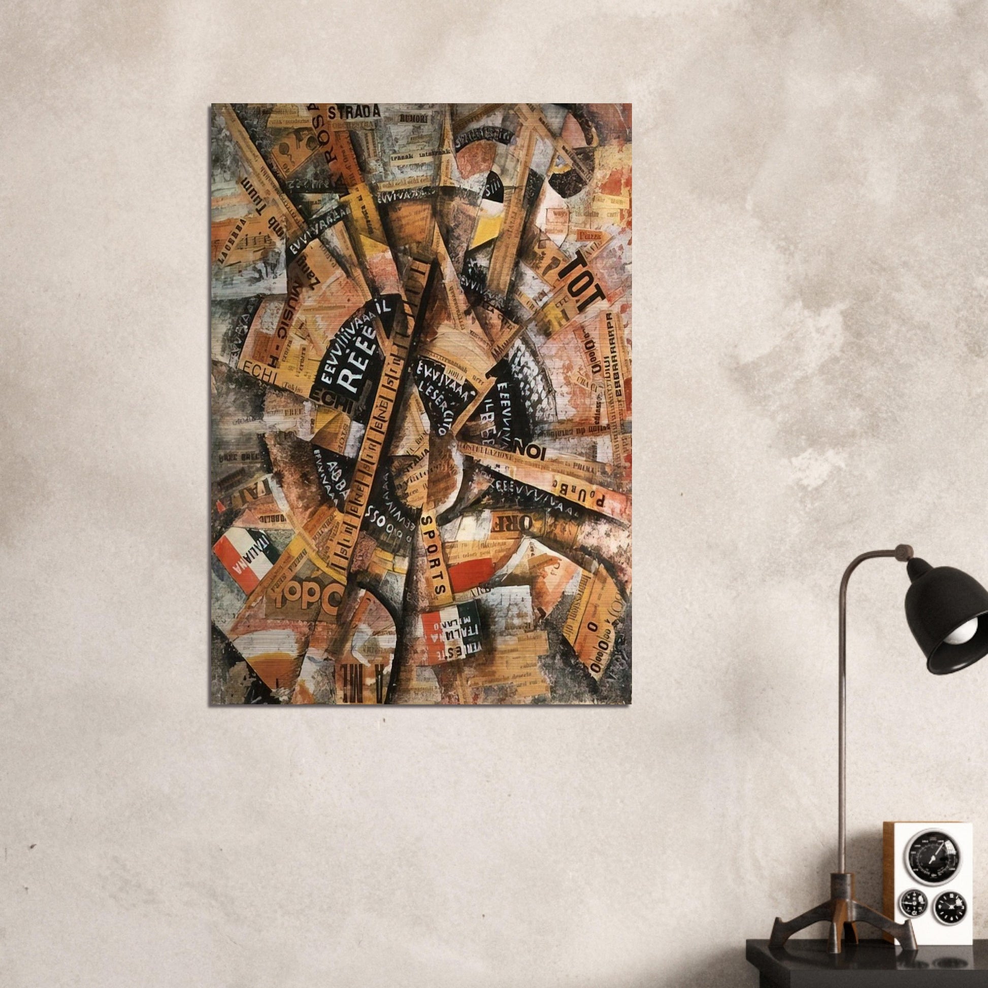 INTERVENTIONIST DEMONSTRATION PATRIOTIC HOLIDAY FREEWORD PAINTING 1914 1914 - Carlo Carra Brushed Aluminum Print - 70x100 cm / 28x40 inches | Carlo Carra Aluminum Print | Carlo Carra Prints