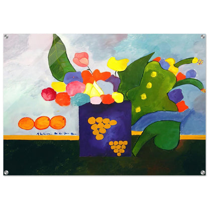 Vase With Flowers and Fruit - 2001 - Aldemir Martins Acrylic Print - 70x100 cm / 28x40″ inches