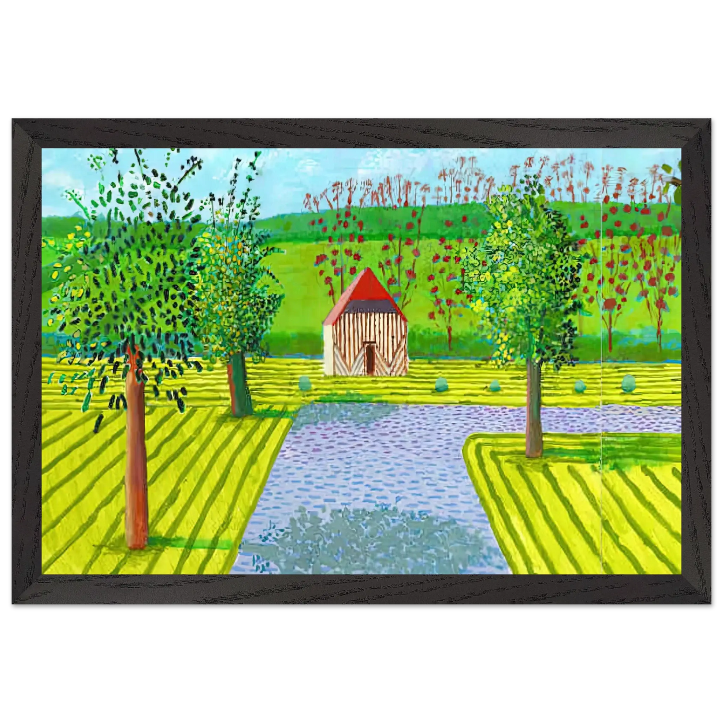 David Hockney - David Hockney Wall art - 28x43  cm / XL (11x17 Inches) - Premium Wooden Framed Poster With Fine Art Paper - White frame