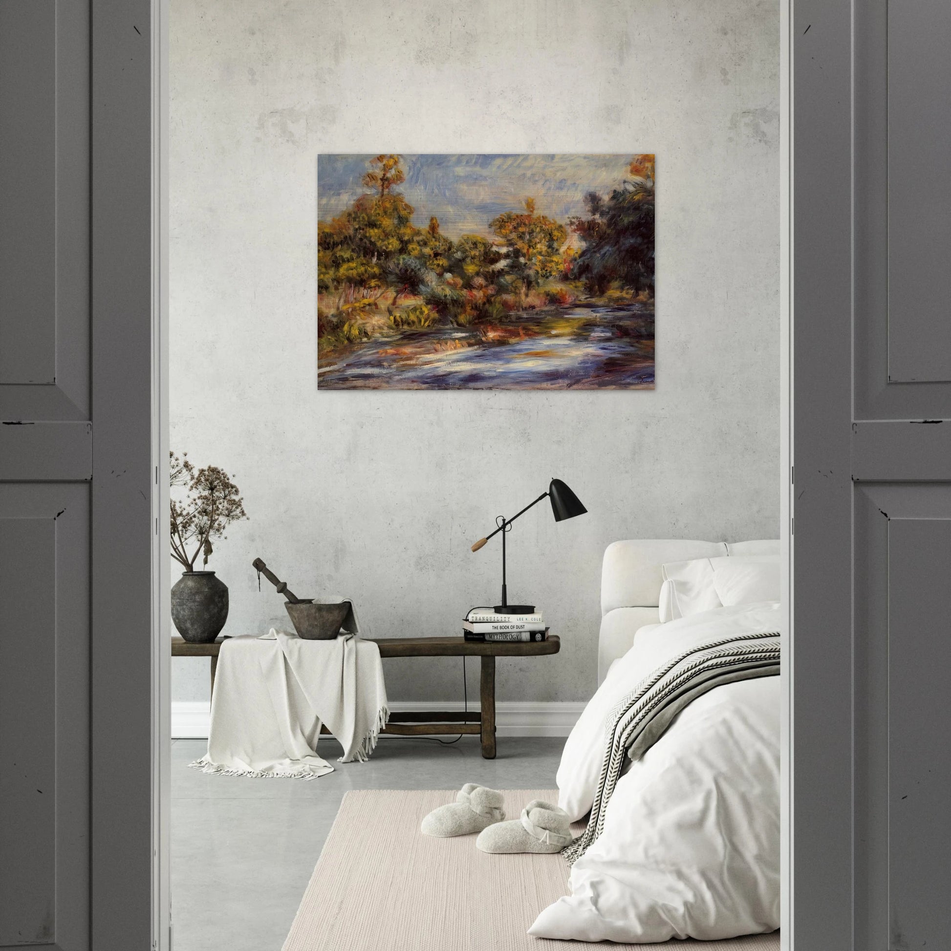 Landscape with River - Pierre-Auguste Renoir Brushed Aluminum Print - 70x100 cm / 28x40 inches | Pierre-Auguste Renoir Aluminum Print | Pierre-Auguste Renoir Prints