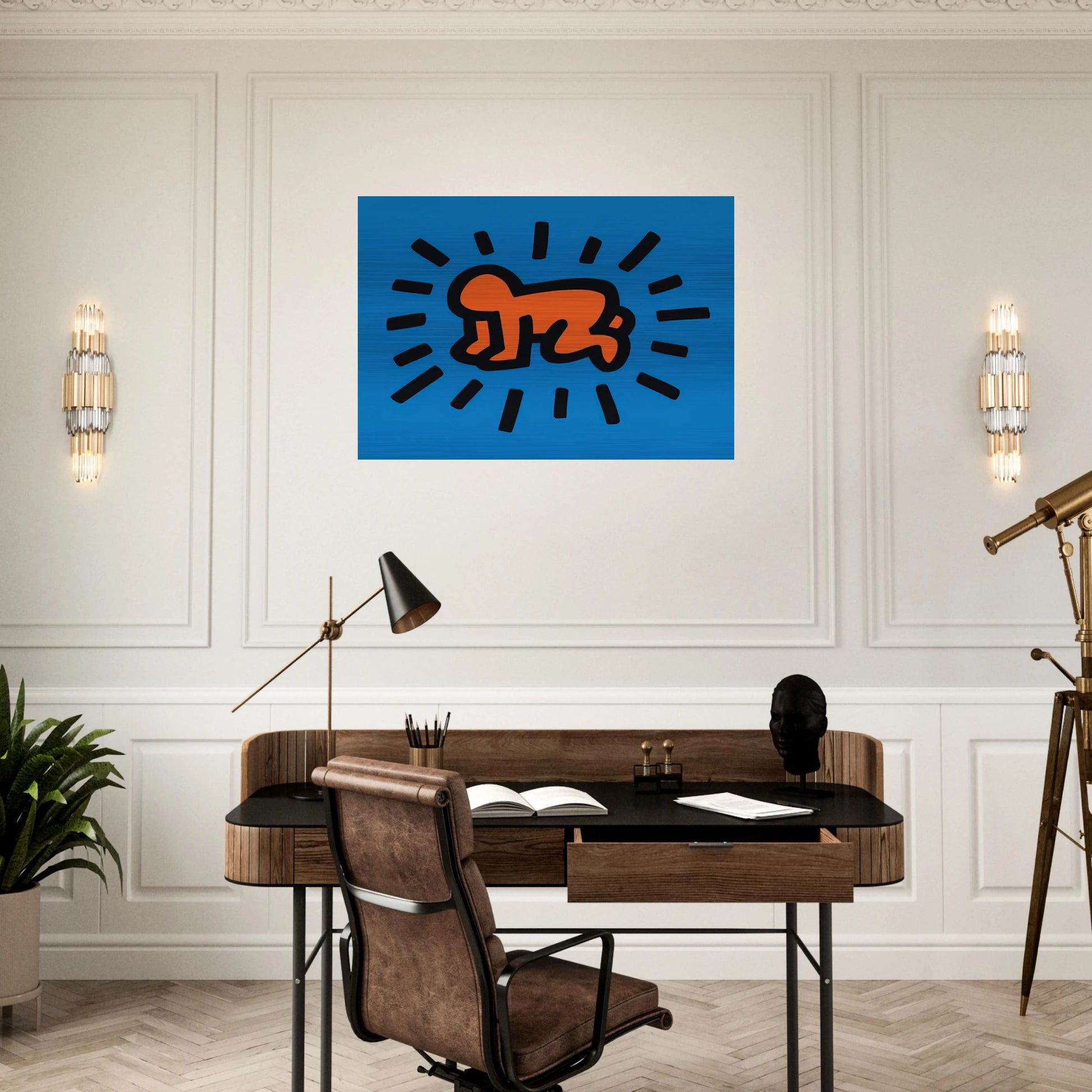 RADIANT BABY FROM ICONS SERIES 1990 - Keith Haring Brushed Aluminum Print - 70x100 cm / 28x40 inches | Keith Haring Aluminum Print | Keith Haring Prints