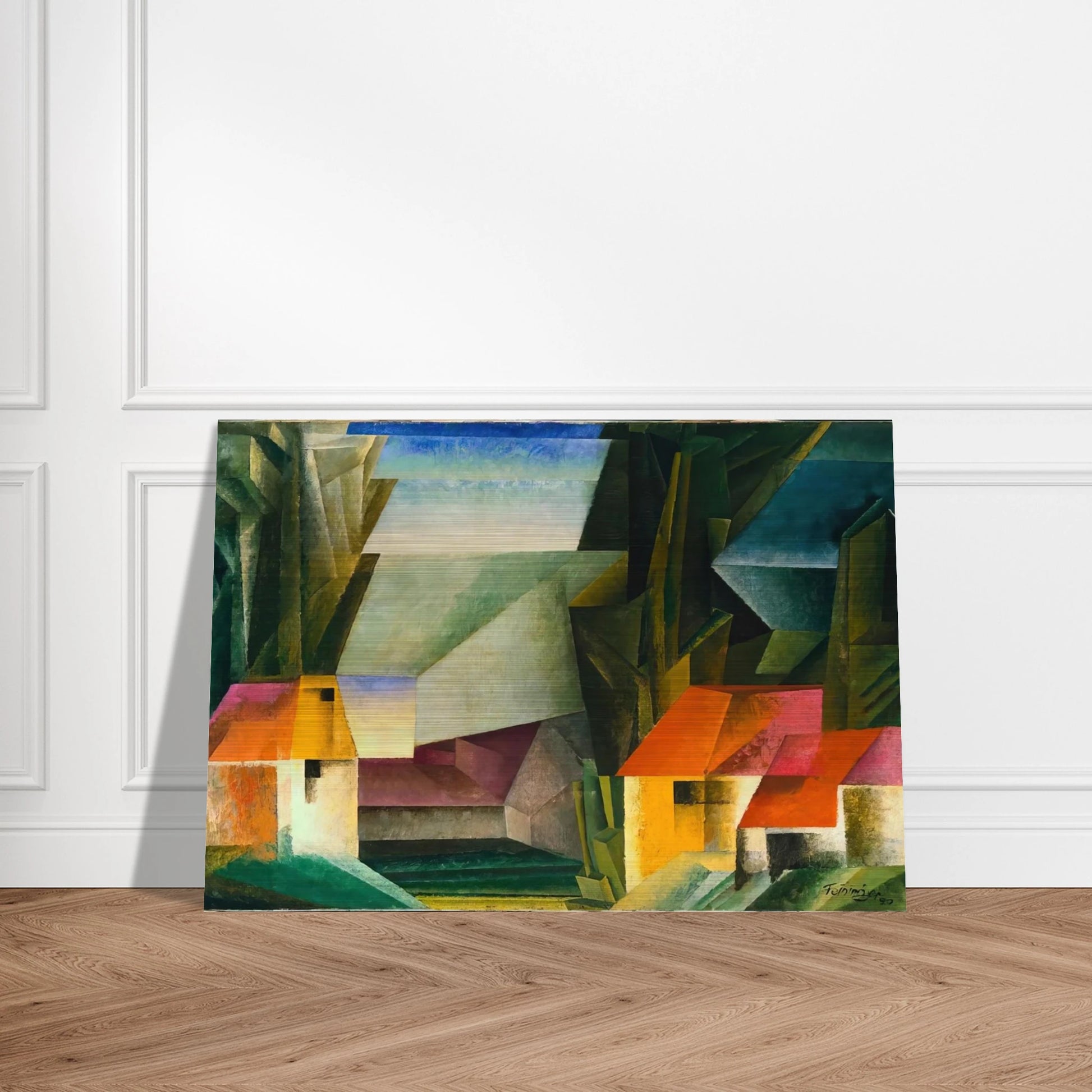 HOPFGARTEN 1920 - Lyonel Feininger Brushed Aluminum Print - 70x100 cm / 28x40 inches | Lyonel Feininger Aluminum Print | Lyonel Feininger Prints