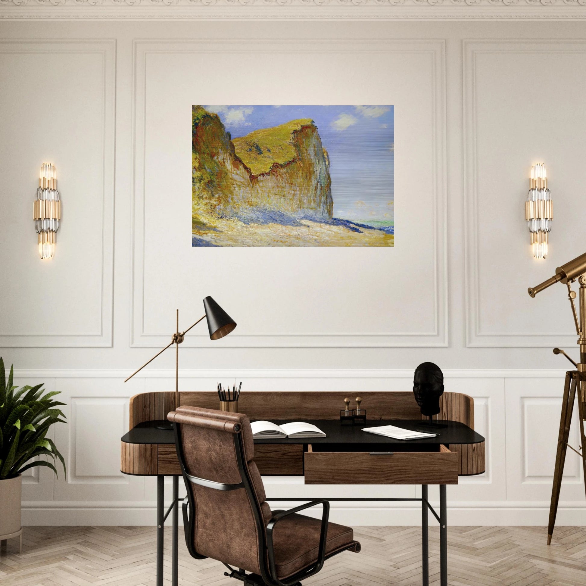 Cliffs near Pourville - claude monet Brushed Aluminum Print - 70x100 cm / 28x40 inches | claude monet Aluminum Print | claude monet Prints