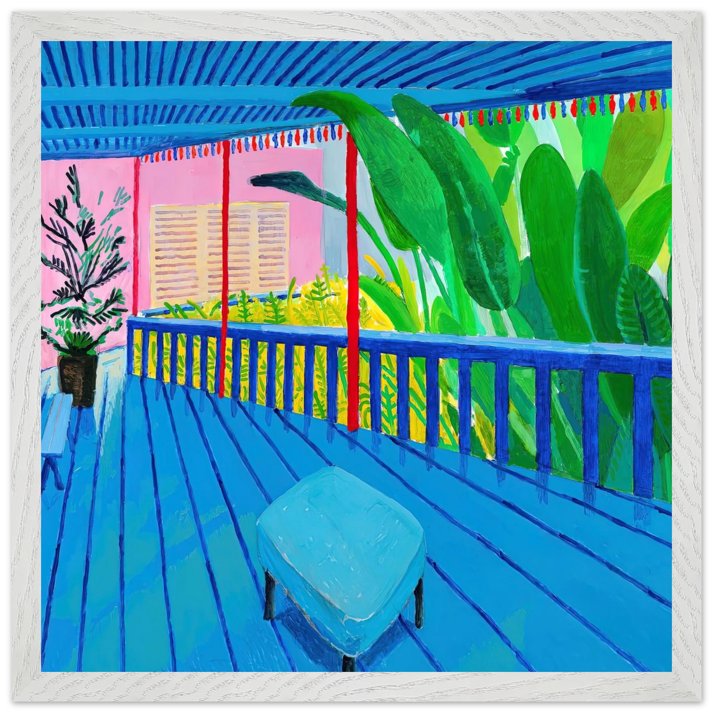 David Hockney - David Hockney Wall art - 13x18 cm / 5x7 inches - Premium Wooden Framed Poster With Fine Art Paper-canvas - White frame
