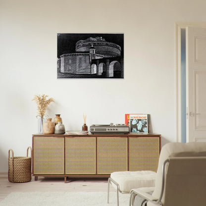 NOCTURNAL ROME CASTEL SANT ANGELO - MC Escher Brushed Aluminum Print - 70x100 cm / 28x40 inches | MC Escher Aluminum Print | MC Escher Prints | Maurits Cornelis Escher Prints