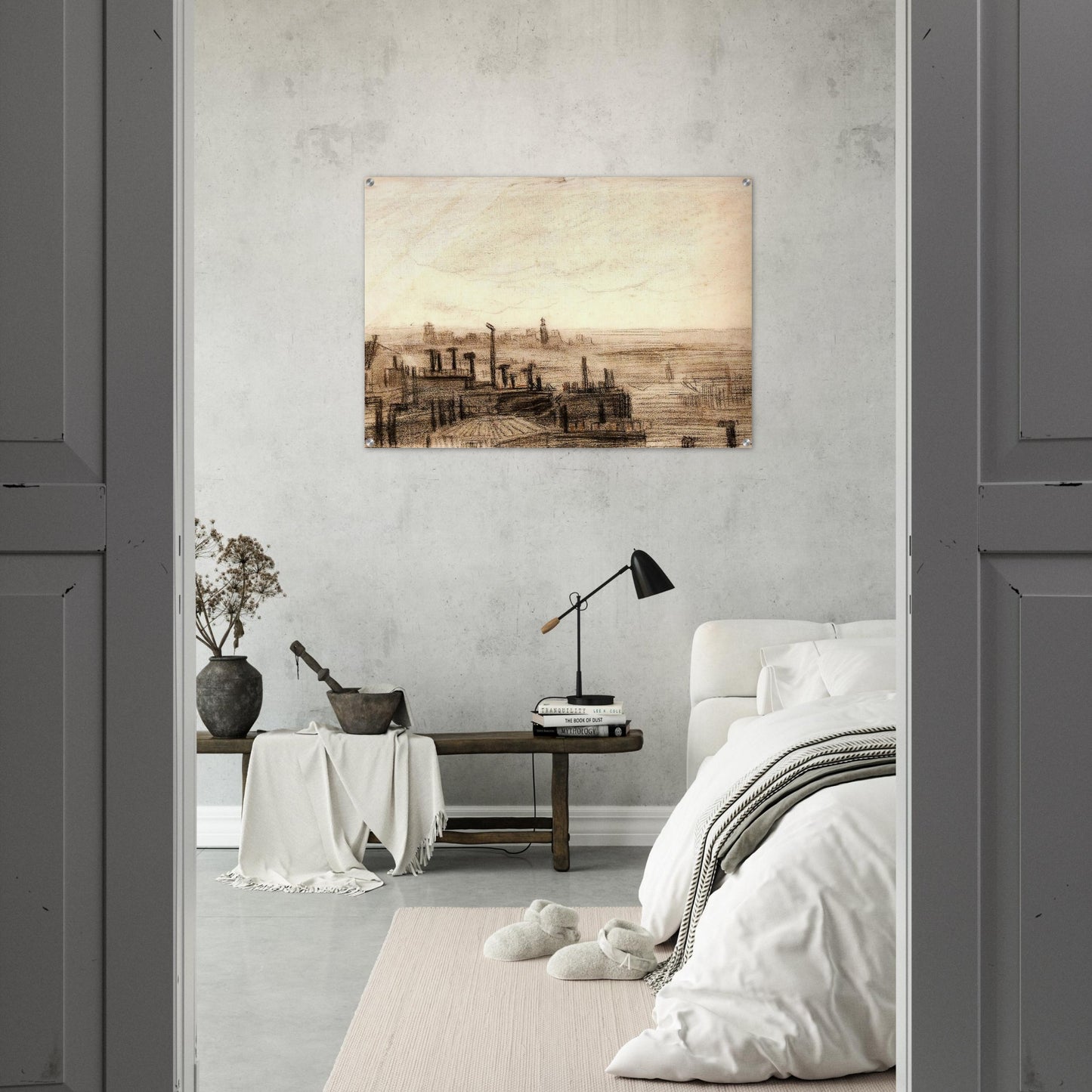 View of Paris, with the Hôtel de Ville and the Tour-Saint-Jacques - Vincent van Gogh Acrylic Print - 70x100 cm / 28x40″ inches | Vincent van Gogh Wall Art | Vincent van Gogh Prints