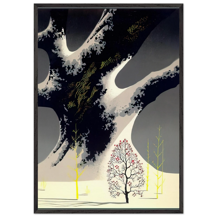Winter Oak - Eyvind Earle 70x100 cm / 28x40 inches Framed Art Print – Black Wooden Frame