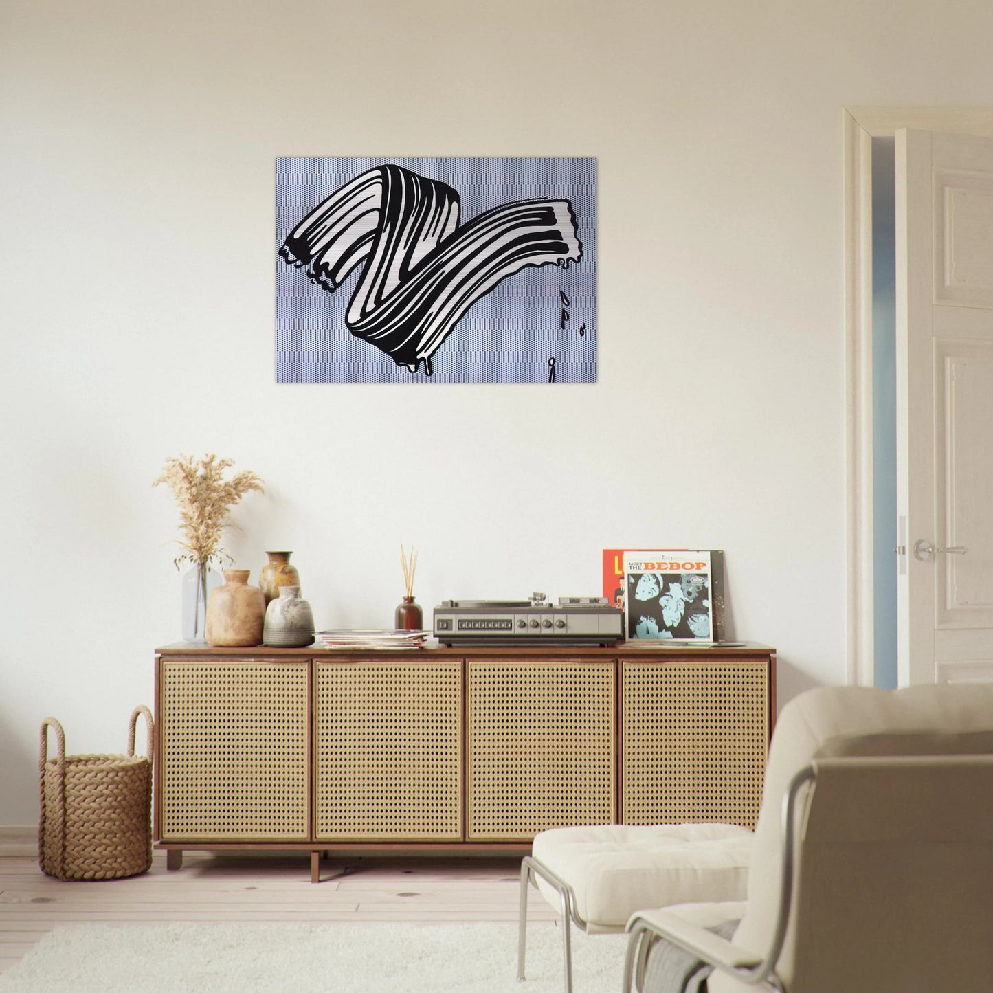 WHITE BRUSHSTROKE I 1965 - Roy Lichtenstein Brushed Aluminum Print - 70x100 cm / 28x40 inches | Roy Lichtenstein Aluminum Print | Roy Lichtenstein Prints