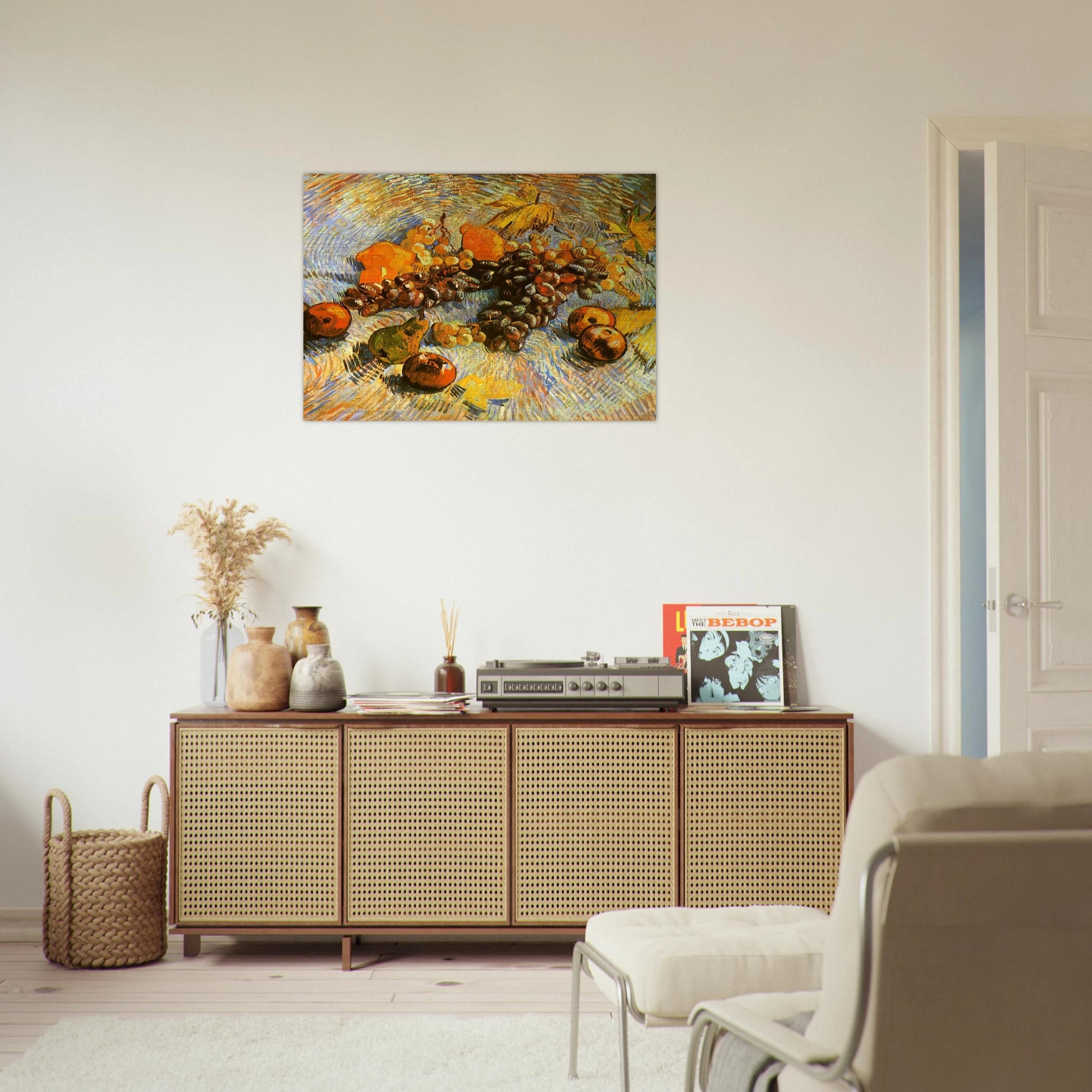 Still Life with Apples, Pears, Lemons and Grapes - Vincent van Gogh Brushed Aluminum Print - 70x100 cm / 28x40 inches | Vincent van Gogh Aluminum Print | Vincent van Gogh Prints