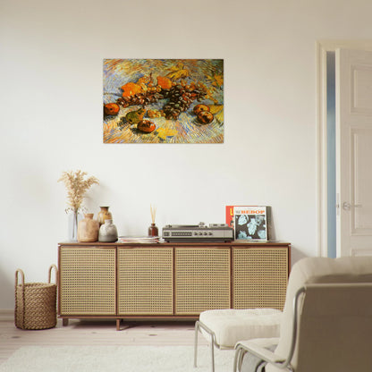 Still Life with Apples, Pears, Lemons and Grapes - Vincent van Gogh Brushed Aluminum Print - 70x100 cm / 28x40 inches | Vincent van Gogh Aluminum Print | Vincent van Gogh Prints