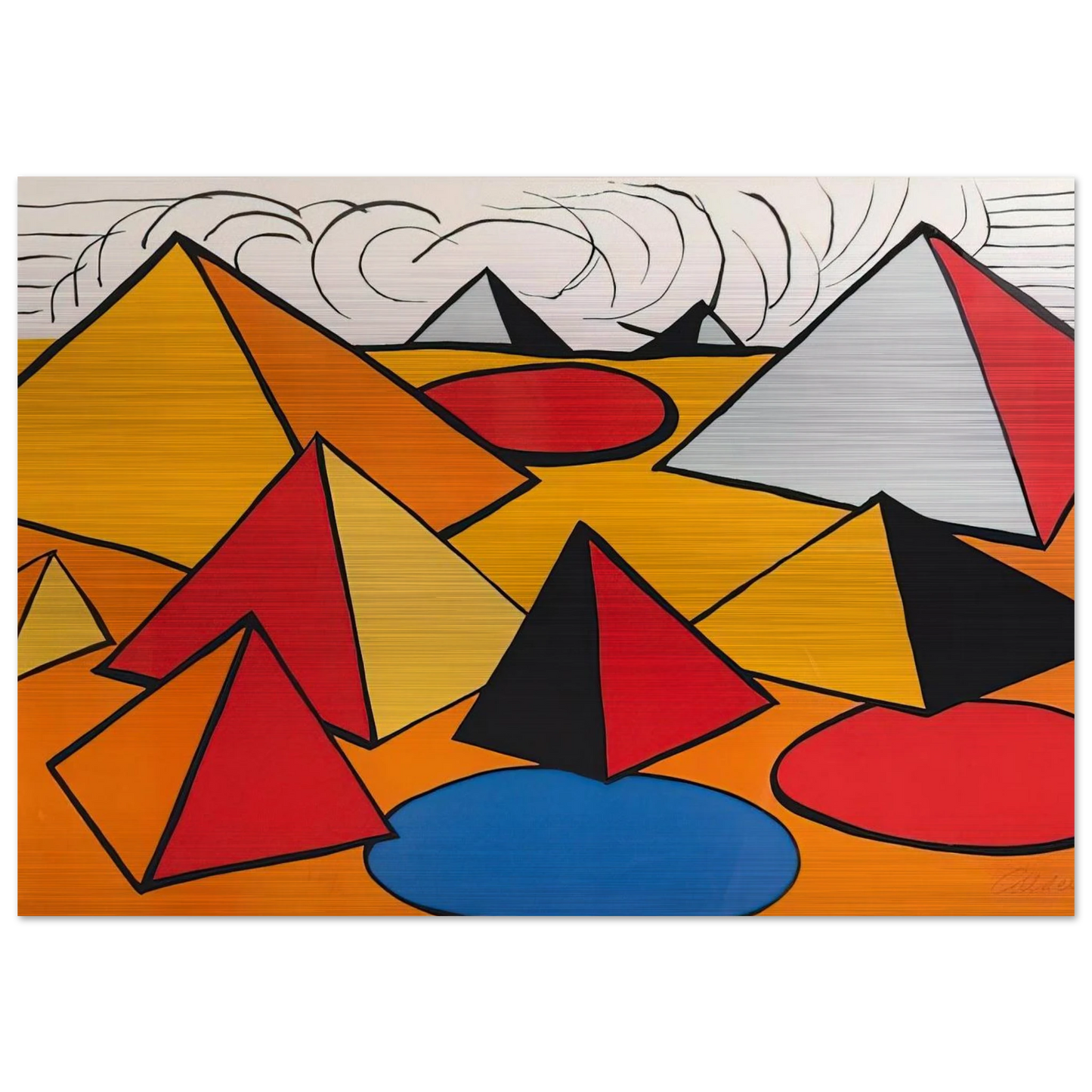 PRYAMIDS AND CLOUDS 1970 - Alexander Calder Brushed Aluminum Print - 70x100 cm / 28x40 inches | Alexander Calder Aluminum Print | Alexander Calder Prints