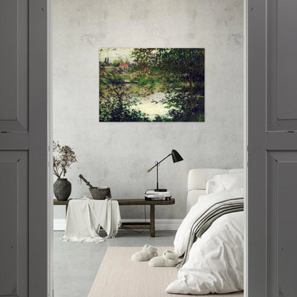 Ile de La Grande Jatte Through the Trees - claude monet Brushed Aluminum Print - 70x100 cm / 28x40 inches | claude monet Aluminum Print | claude monet Prints
