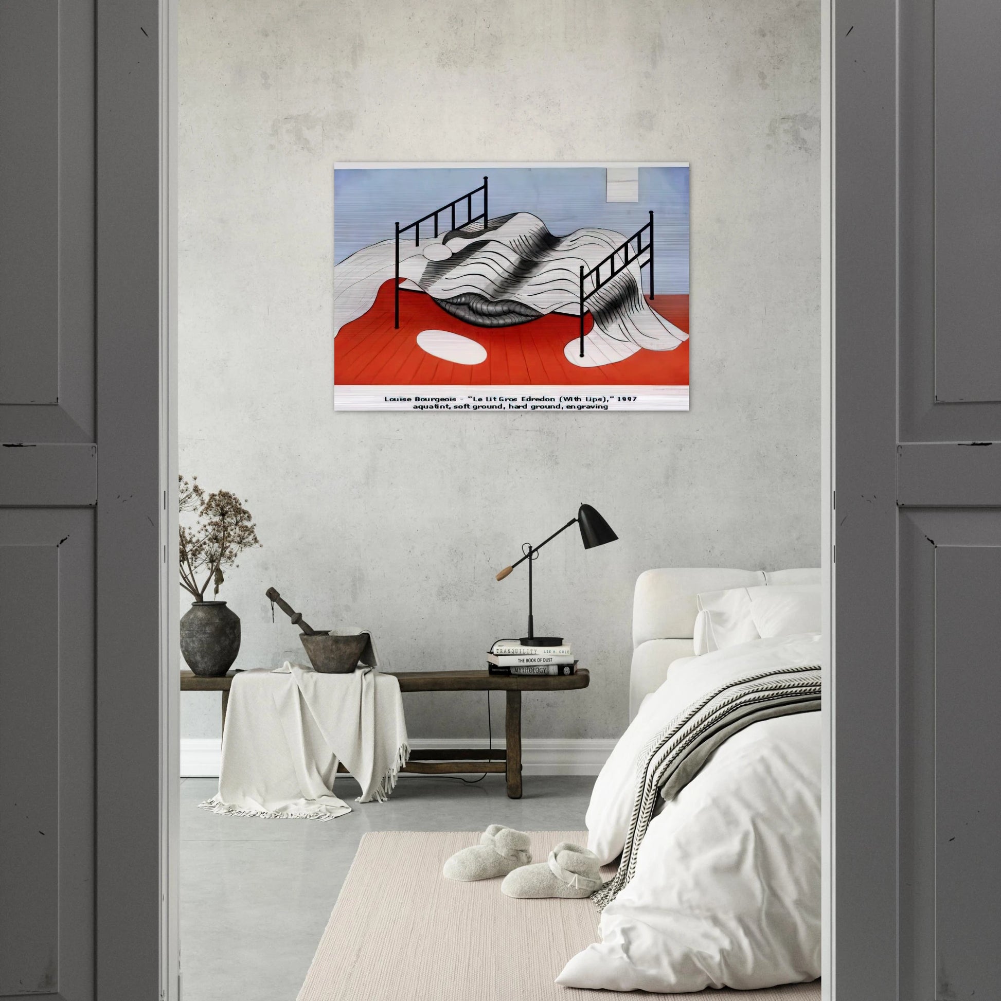 THE BIG BED WITH QUILT 1997 - Louise Bourgeois Brushed Aluminum Print - 70x100 cm / 28x40 inches | Louise Bourgeois Aluminum Print | Louise Bourgeois Prints