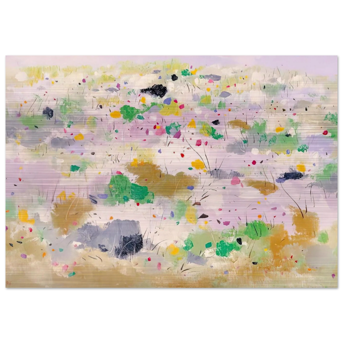 The Blooming Mountain - Abstract Expressionism, Ink and wash painting - Wu Guanzhong Brushed Aluminum Print - 70x100 cm / 28x40 inches | Wu Guanzhong Aluminum Print | Wu Guanzhong Prints