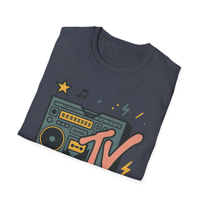 Camiseta gráfica retro de MTV con estampado de guepardo, estilo rock, unisex, estilo banda de los años 80 y 90