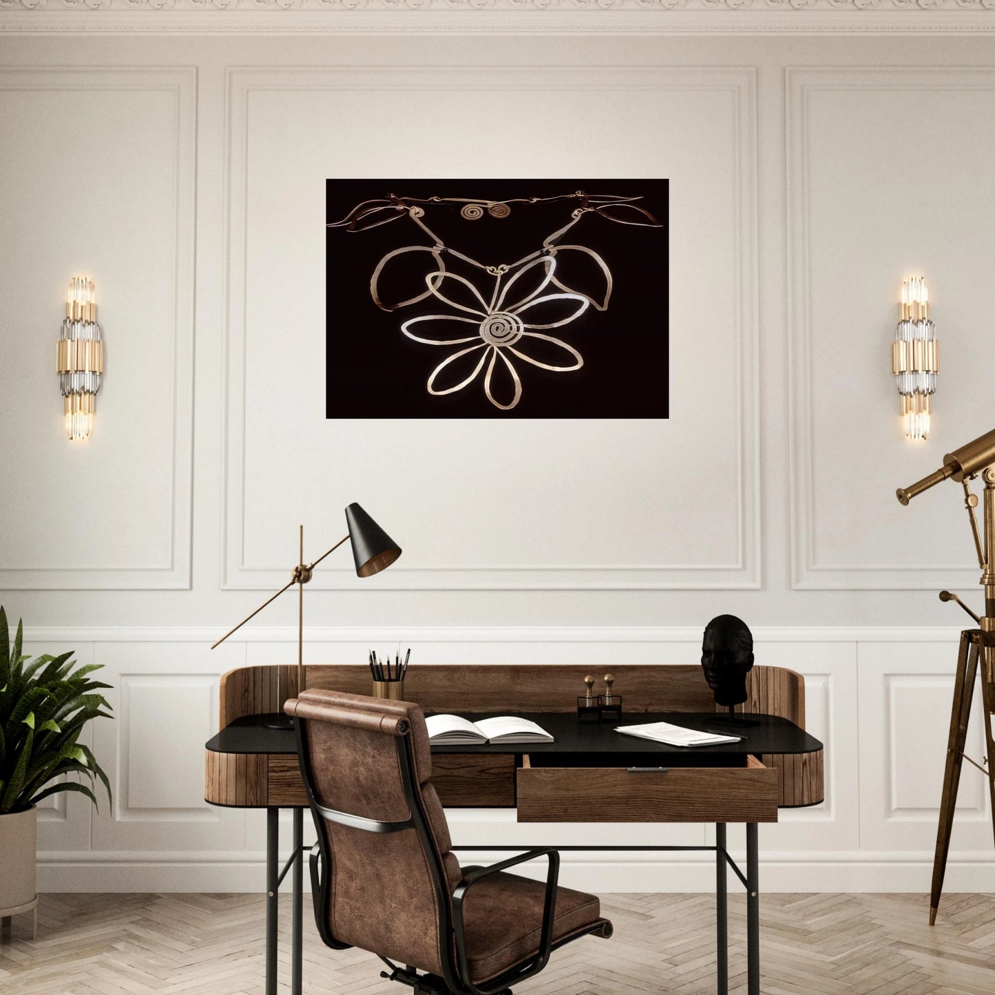 FLOWER NECKLACE 1938 - Alexander Calder Brushed Aluminum Print - 70x100 cm / 28x40 inches | Alexander Calder Aluminum Print | Alexander Calder Prints