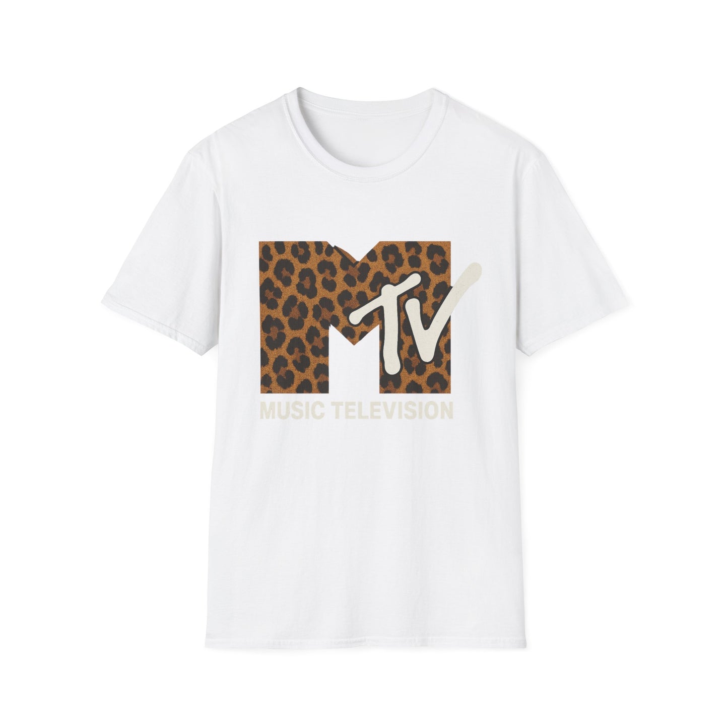 Camiseta gráfica vintage con estampado de guepardo de MTV, camiseta retro de música, televisión, banda de los años 80 y 90, camiseta unisex con estampado animal de rock