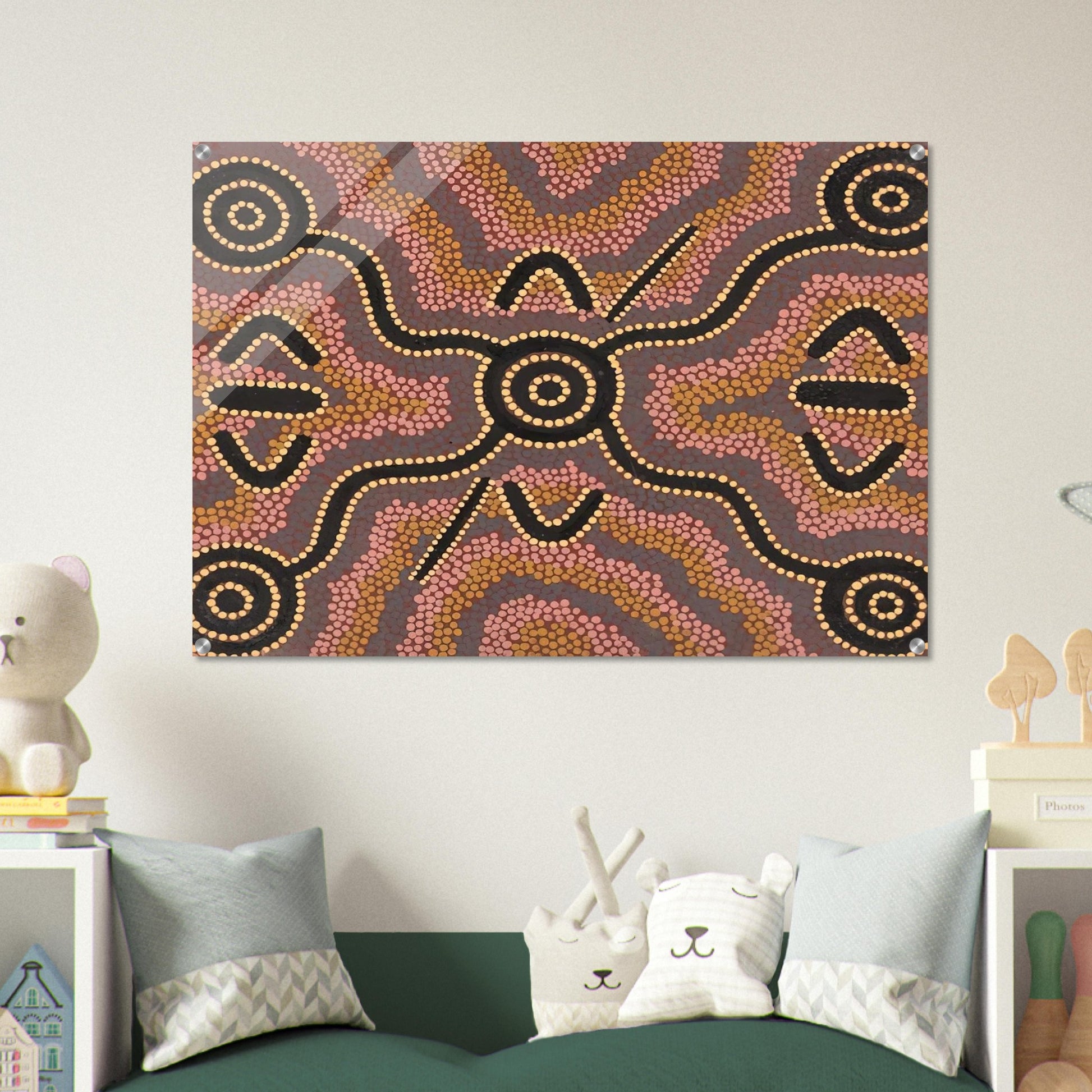 Untitled - 1980 - Clifford Possum Tjapaltjarri Acrylic Print - 70x100 cm / 28x40″ inches